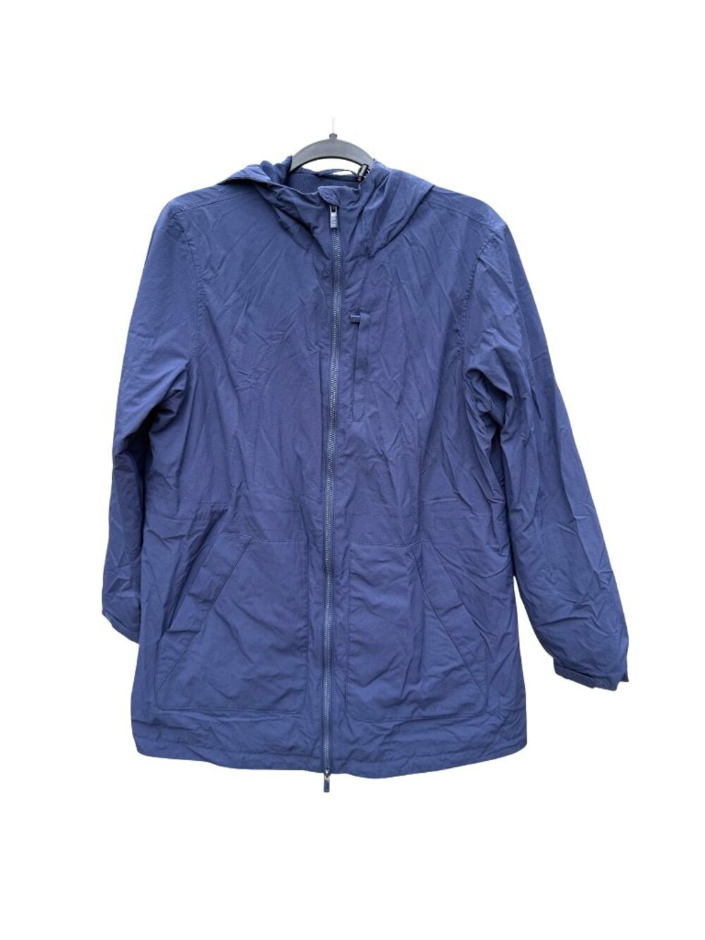 Champion Windbreaker Jacket M Womens Lightweight Blue Hooded Full Zip Long